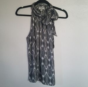 LOFT Womens Black White Top